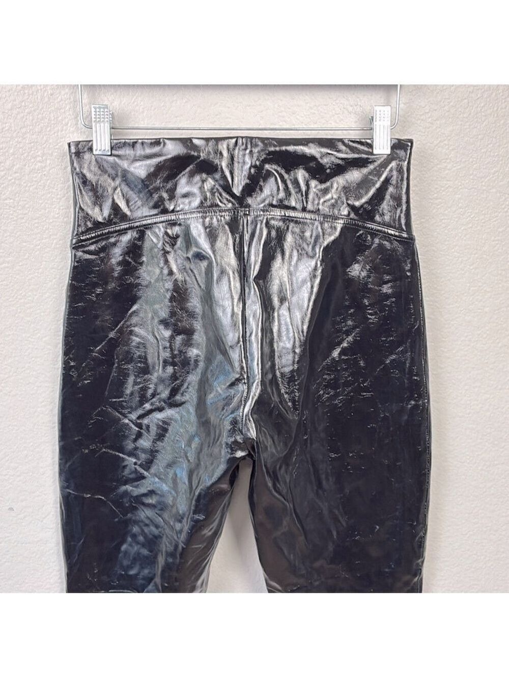 Spanx Leggings Black Faux Patent Leather Shiny High Rise Skinny Edgy Glam M - Picture 7 of 9